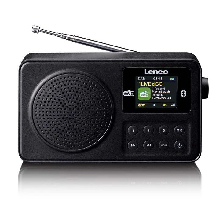 Lenco Pārnēsājams DAB+/FM radio ar Bluetooth® un uzlādējamu akumulatoru - melns